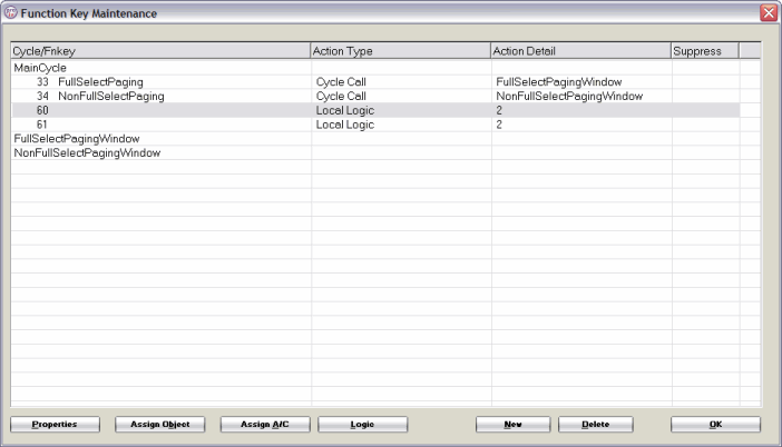 Function Key Maintenance