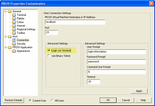 Login via Terminal