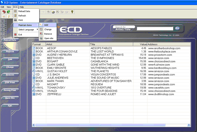 Control Bars and Action Controls in the ECD demo