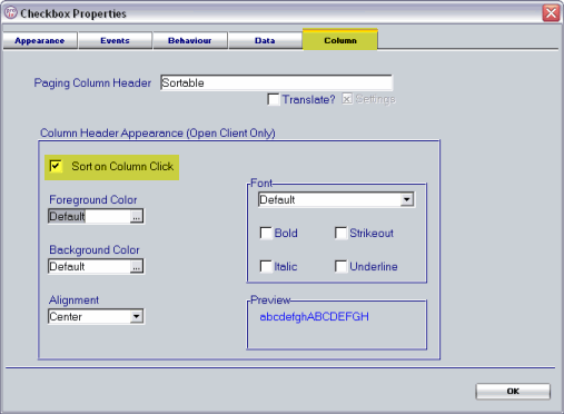 Sort on Column Click